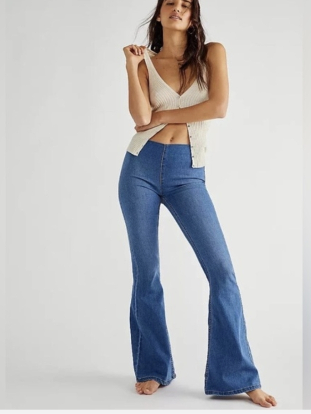 FREE PEOPLE Penny Pull-On Flare  Jeans Size 26